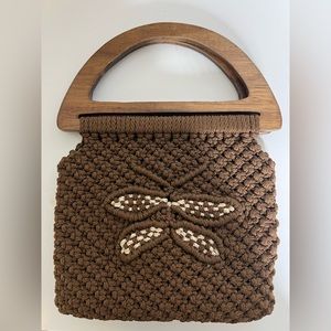 Vintage Brown Dragonfly Crochet Purse